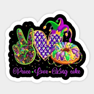 Peace Love King Cake Mardi Gras Outfit Party Sticker